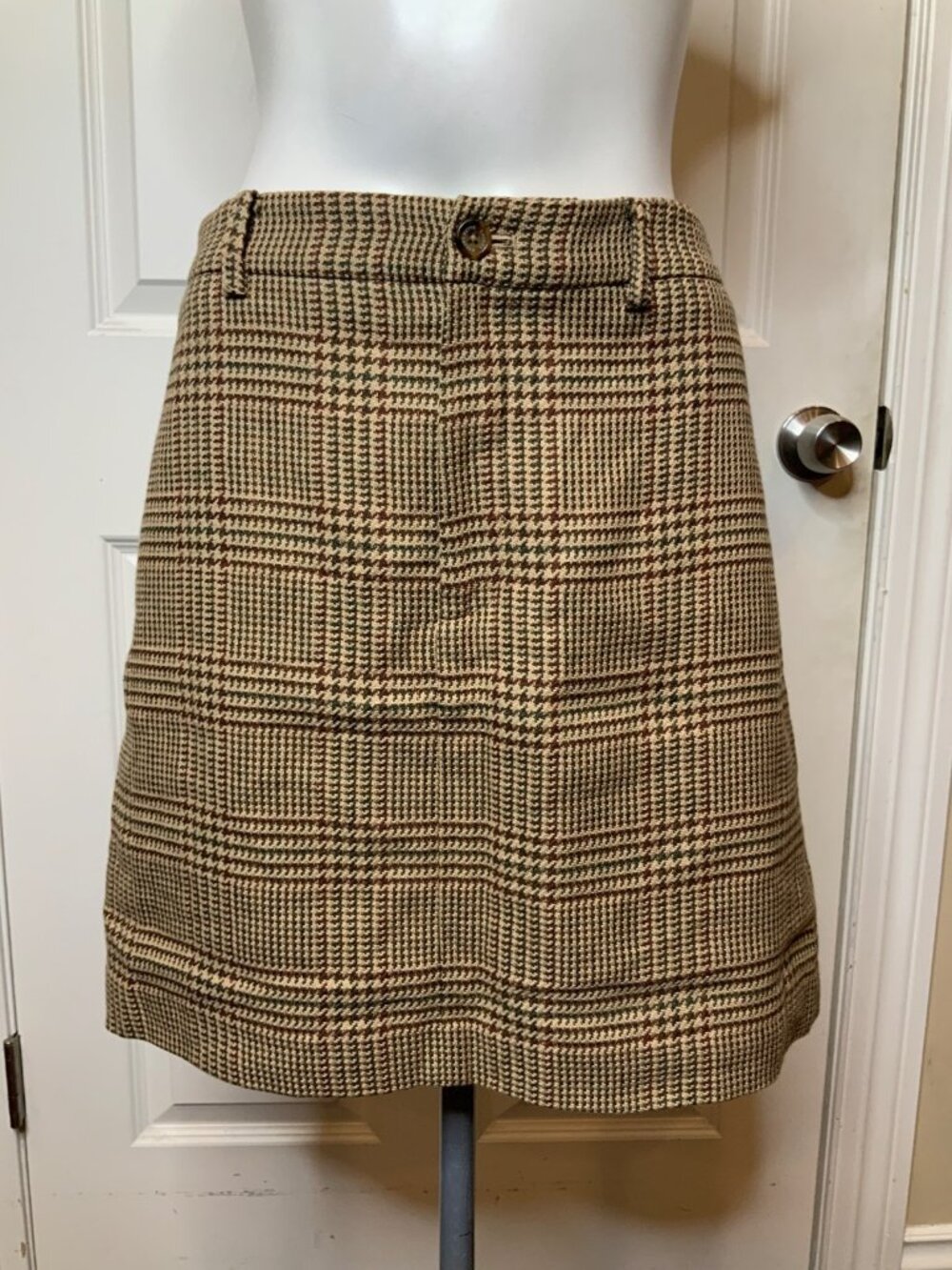 Lauren Ralph Lauren Tan Glen Plaid Check Wool Mini Skirt NWT $225, Size 12